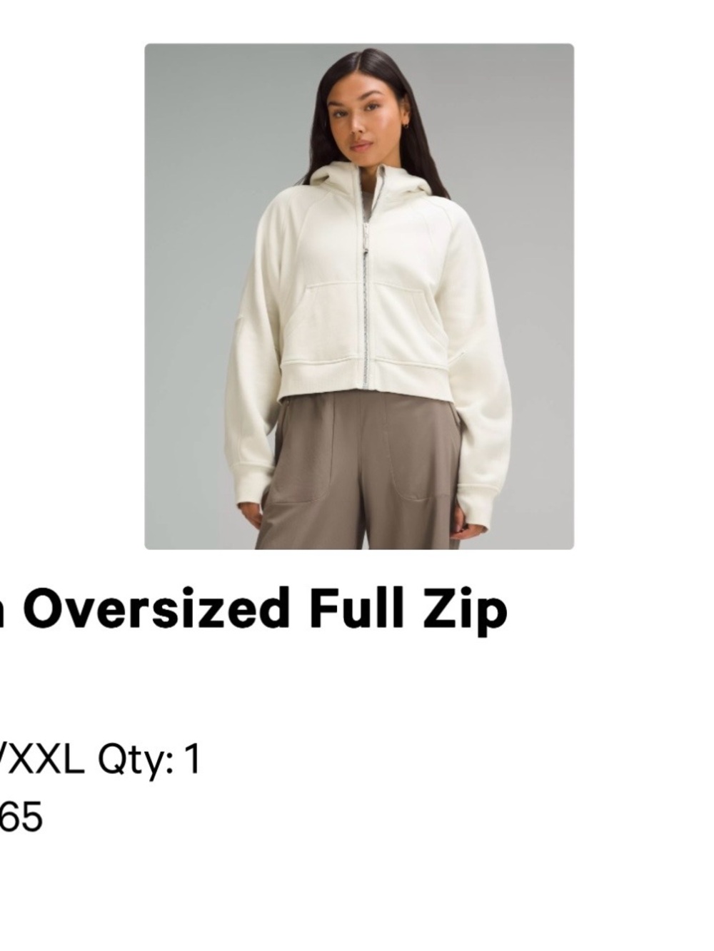 Lululemon Scuba Zip-Up Hooded Sweatshirt- XL/XXL- Bone - Picture 3 of 3